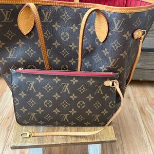 Louis Vuitton Brown Monogram Tote with Pink Accents